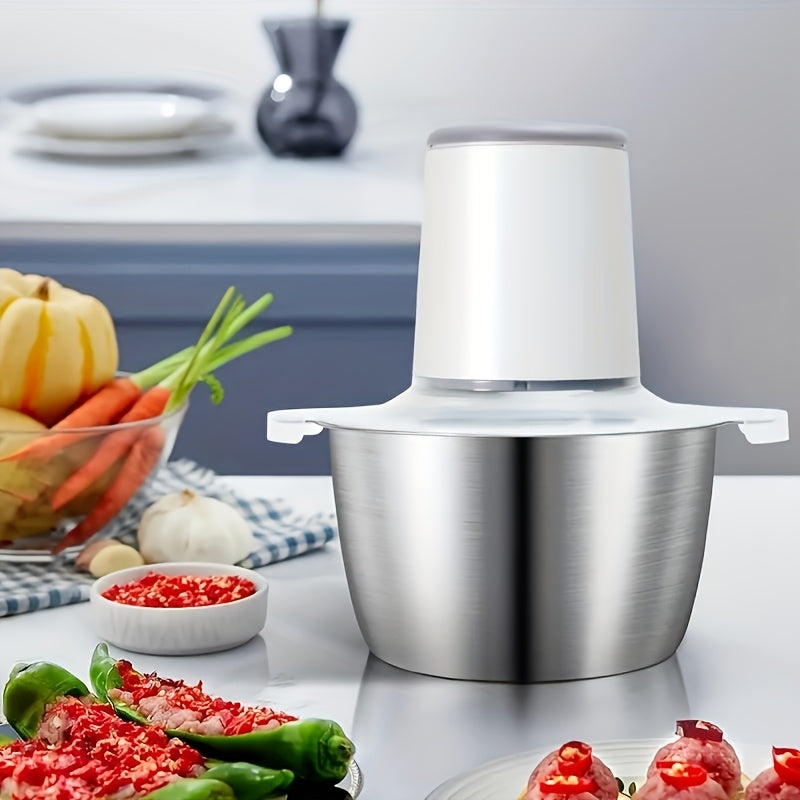 Elektr oziq-ovqat maydalagichi 8 stakan, 2L sig‘im, 148W, zanglamaydigan po‘lat buloqlar, USB bilan qayta zaryadlanadigan