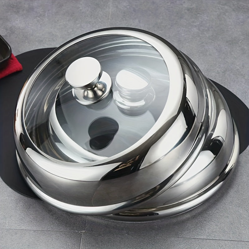 Stainless Steel Frying Pan and Steamer Lid with Glass Cover for Kitchen