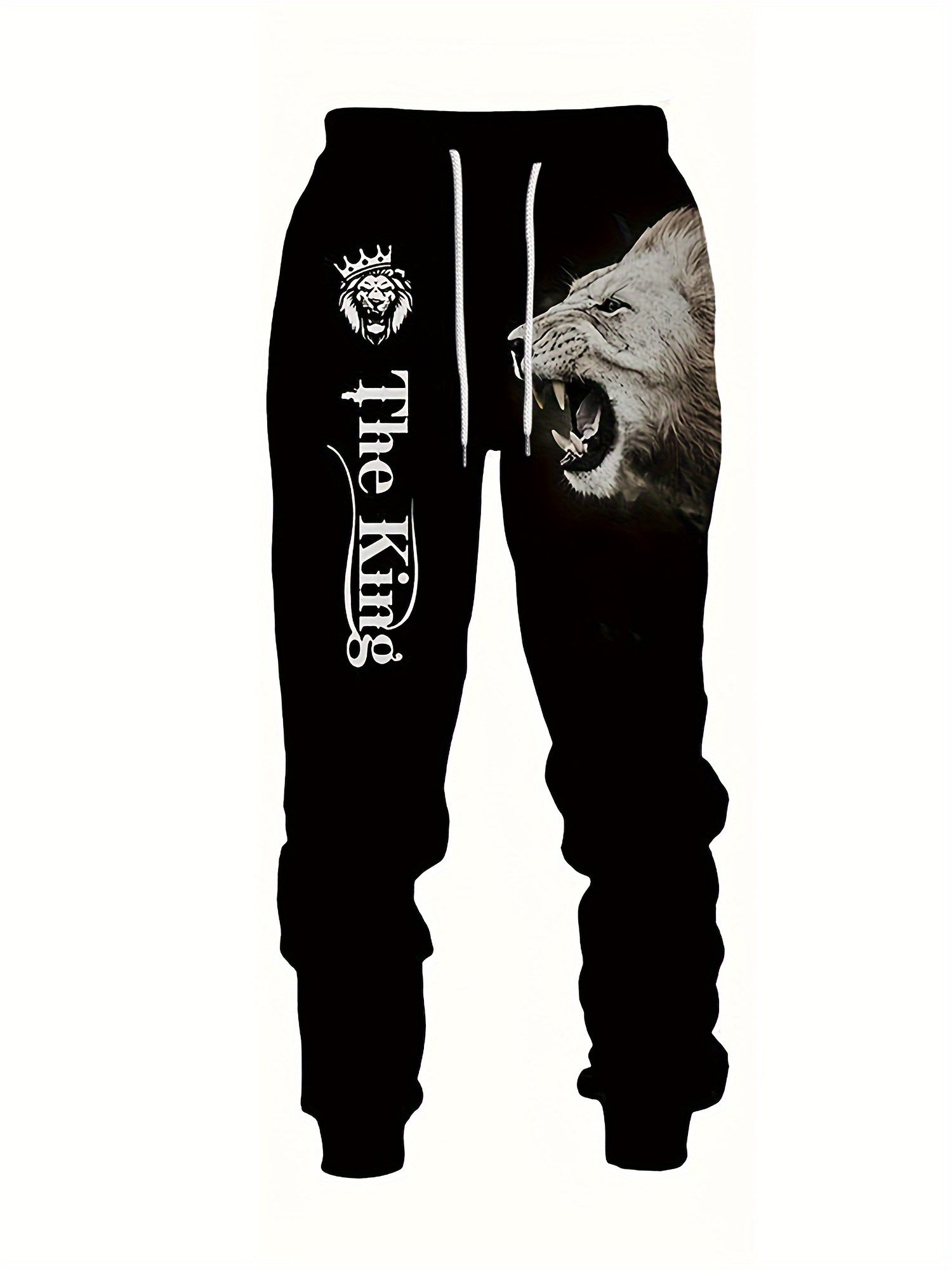 Men's Plus Size Lion Print 3D Hoodie and Sweatpants Set for Autumn Winter