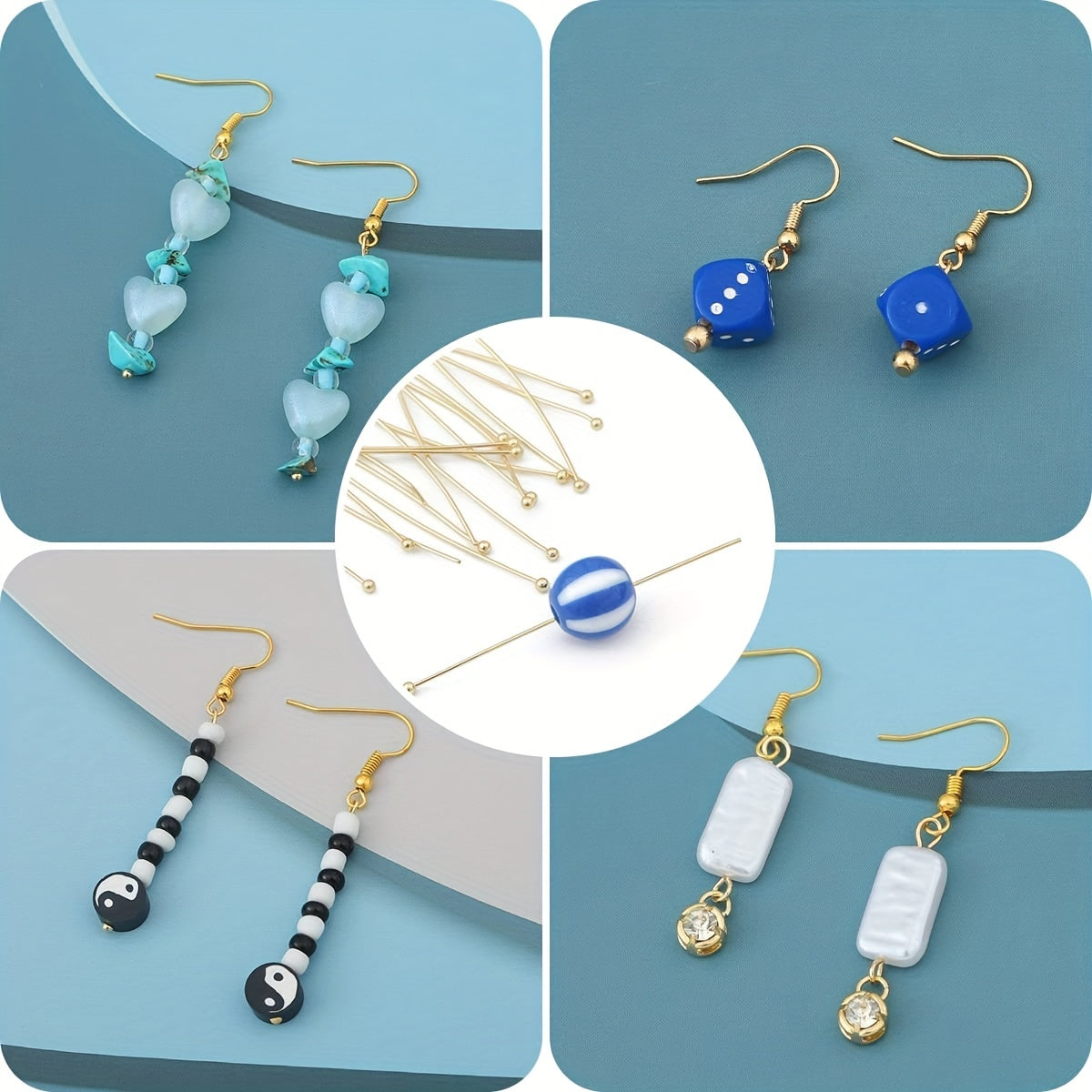 Set of Copper Ball Head Pins 16-35mm for Earrings Bracelets Jewelry Making