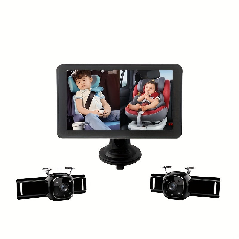 2-Pack Car Cameras for Rear Seat Monitoring 17.78 cm Dual Screen Easy Installation