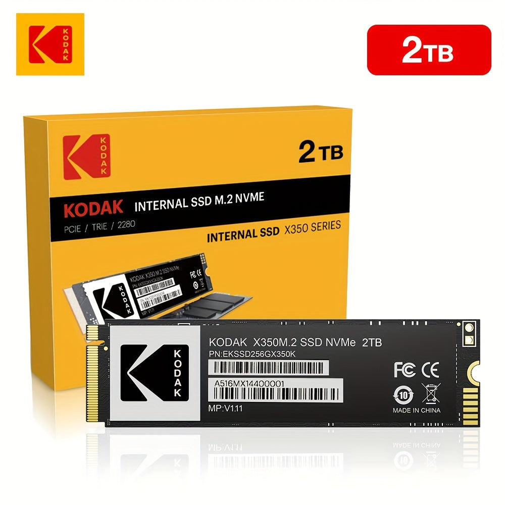 Kodak SSD M2 NVME qattiq holatli disk, 1TB, 512GB va 256GB hajmida mavjud bo'lib, noutbuklar va stol kompyuterlari uchun o'qish tezligi 2000MB/s gacha.