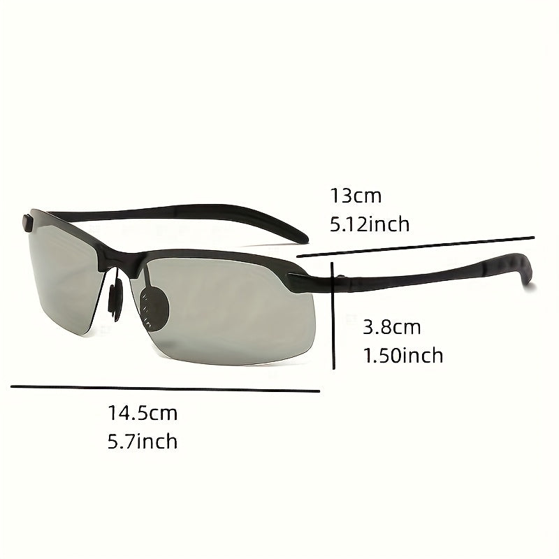 Unisex Photochromic Plastic Half-Rim Sunglasses for Outdoor Activities