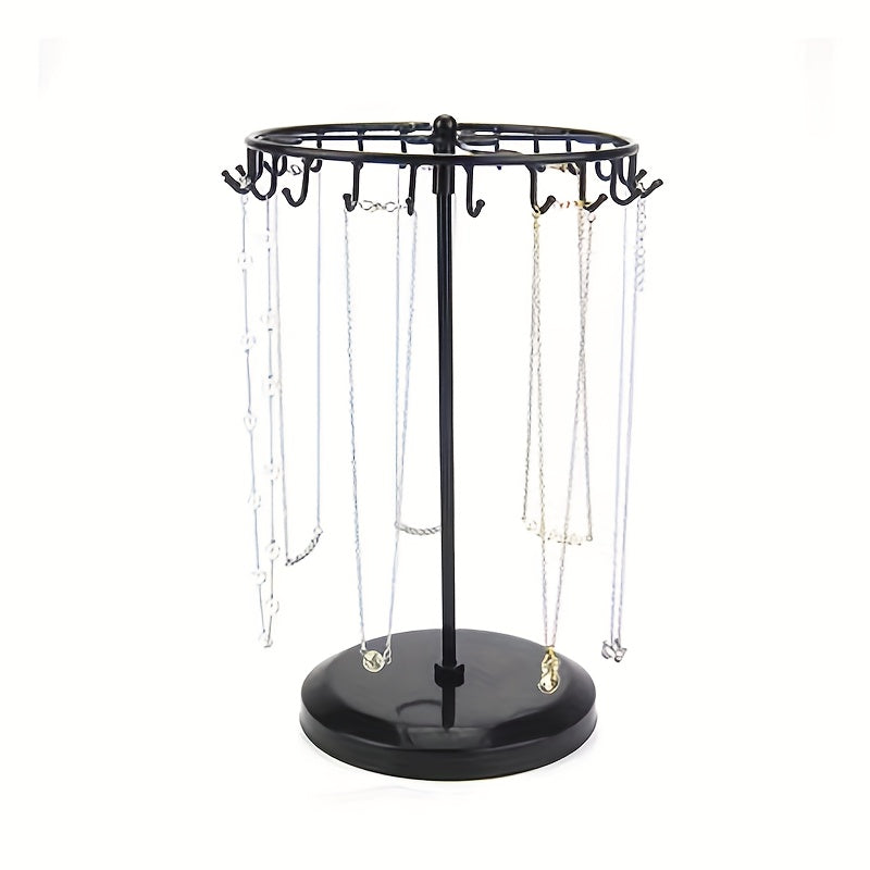 Крутящаяся витрина для украшений для ожерелий, браслетов и серег, черный металл