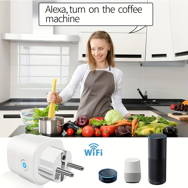 WiFi Smart Plug 16A EU Socket Voice Control Power Monitoring Compatible with Alexa Google Assistant