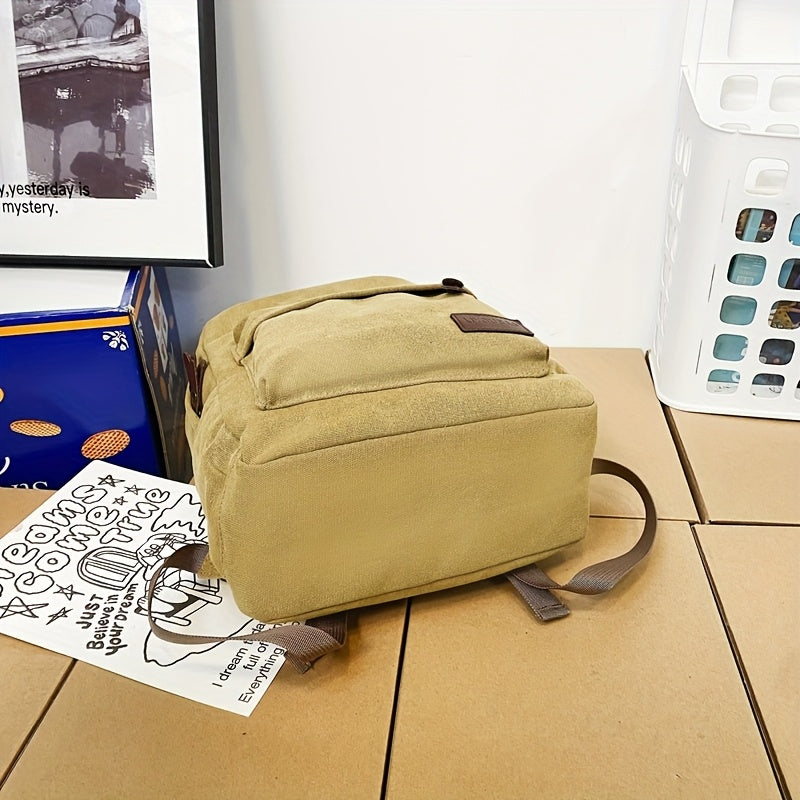 Canvas Backpack for Men Women with Adjustable Straps Fits 15-Inch Laptop for School Travel Work