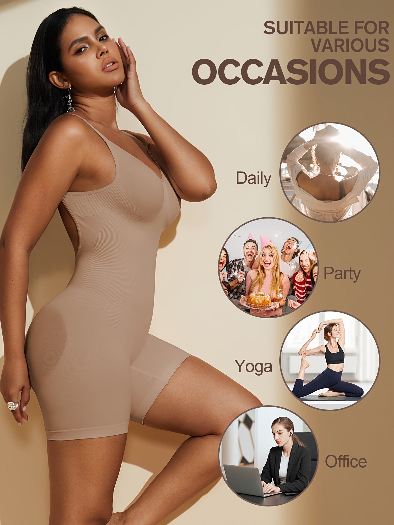 Cuerpo moldeador sin costuras con espalda abierta para adelgazar y levantar, control de abdomen y realce de glúteos, bodysuit