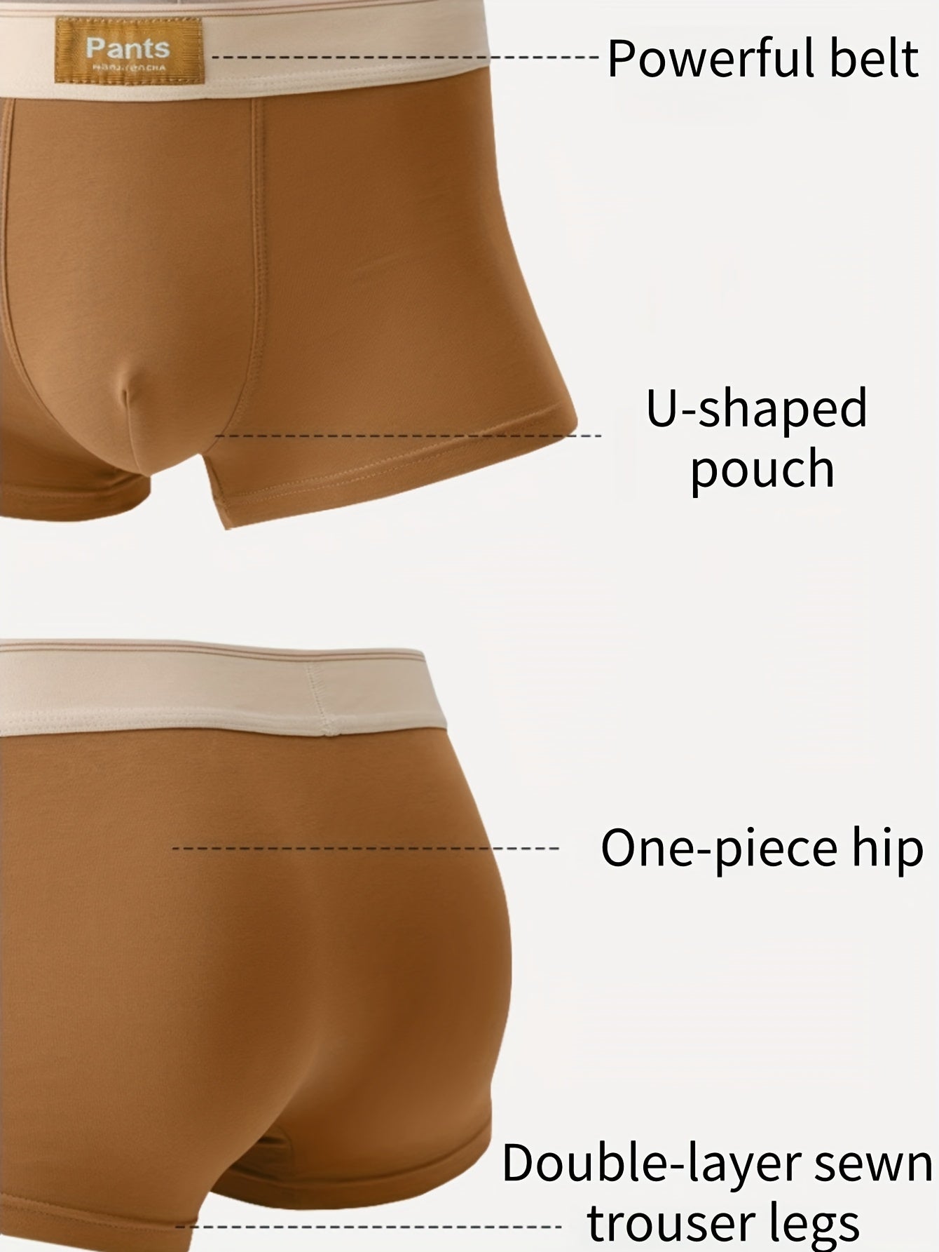 Men's Cotton Boxer Briefs Breathable Stretch Comfortable for Sports and Daily Wear