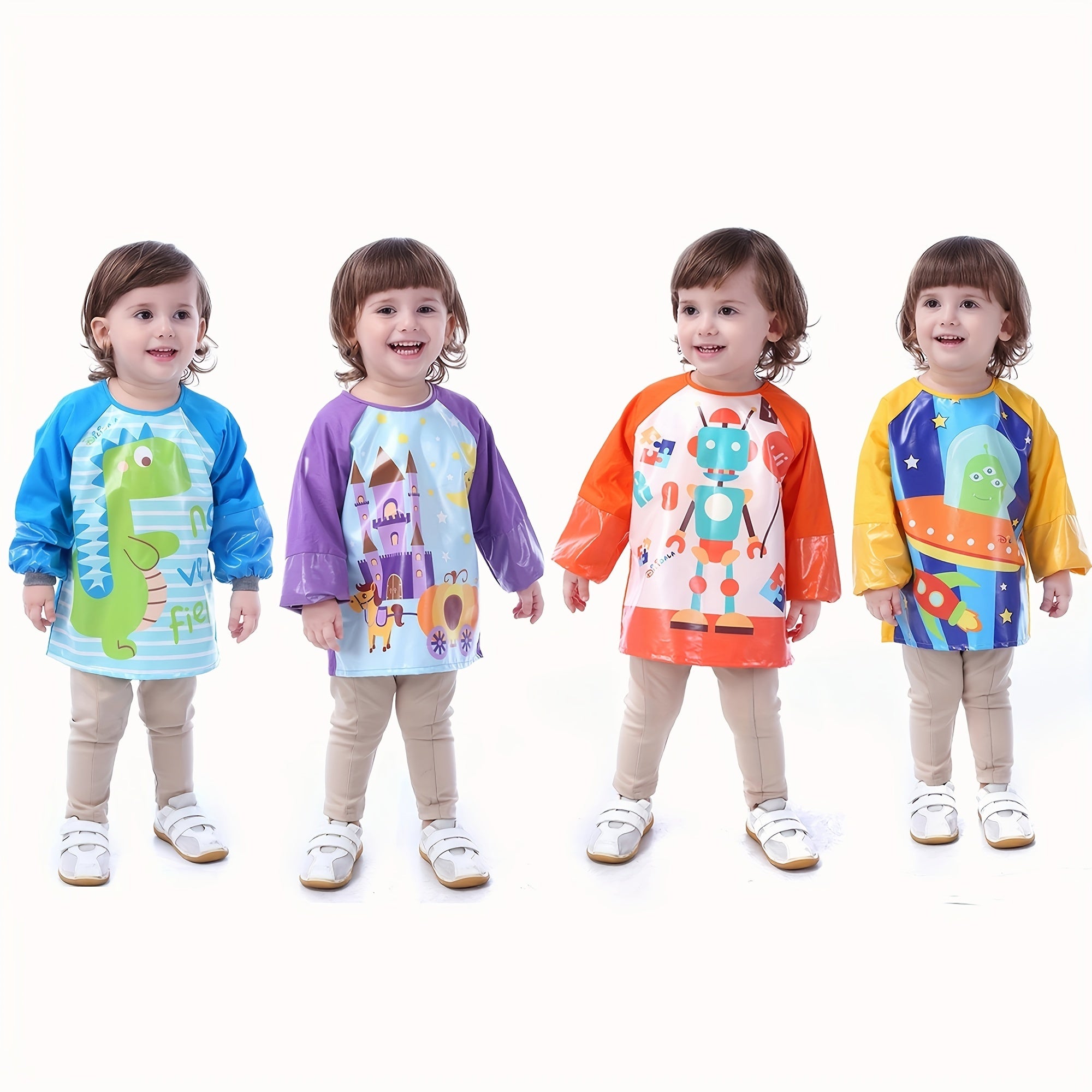 Kids Waterproof Smock with Pockets Long Sleeve for Messy Activities