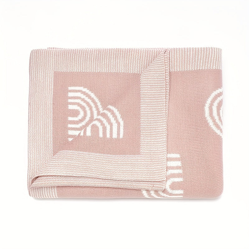 Детское одеяло из радужного жаккардового трикотажа для коляски и кровати в голубом, зеленом, сером и розовом цветах