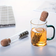 Glass Tea Infuser with Cork Stopper, Clear Test Tube Design for Loose Leaf Brewing
