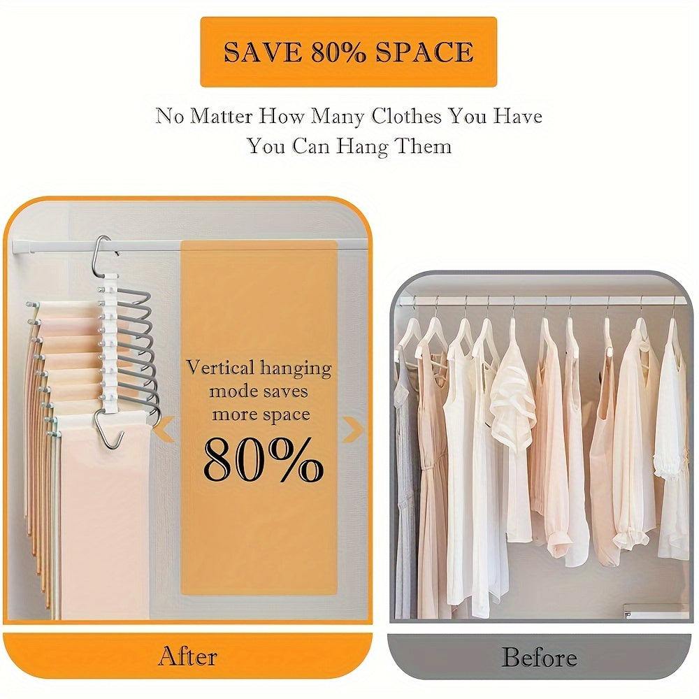 Organizador de armario de acero inoxidable con ganchos, ahorra espacio, antideslizante, en forma de S para pantalones y faldas