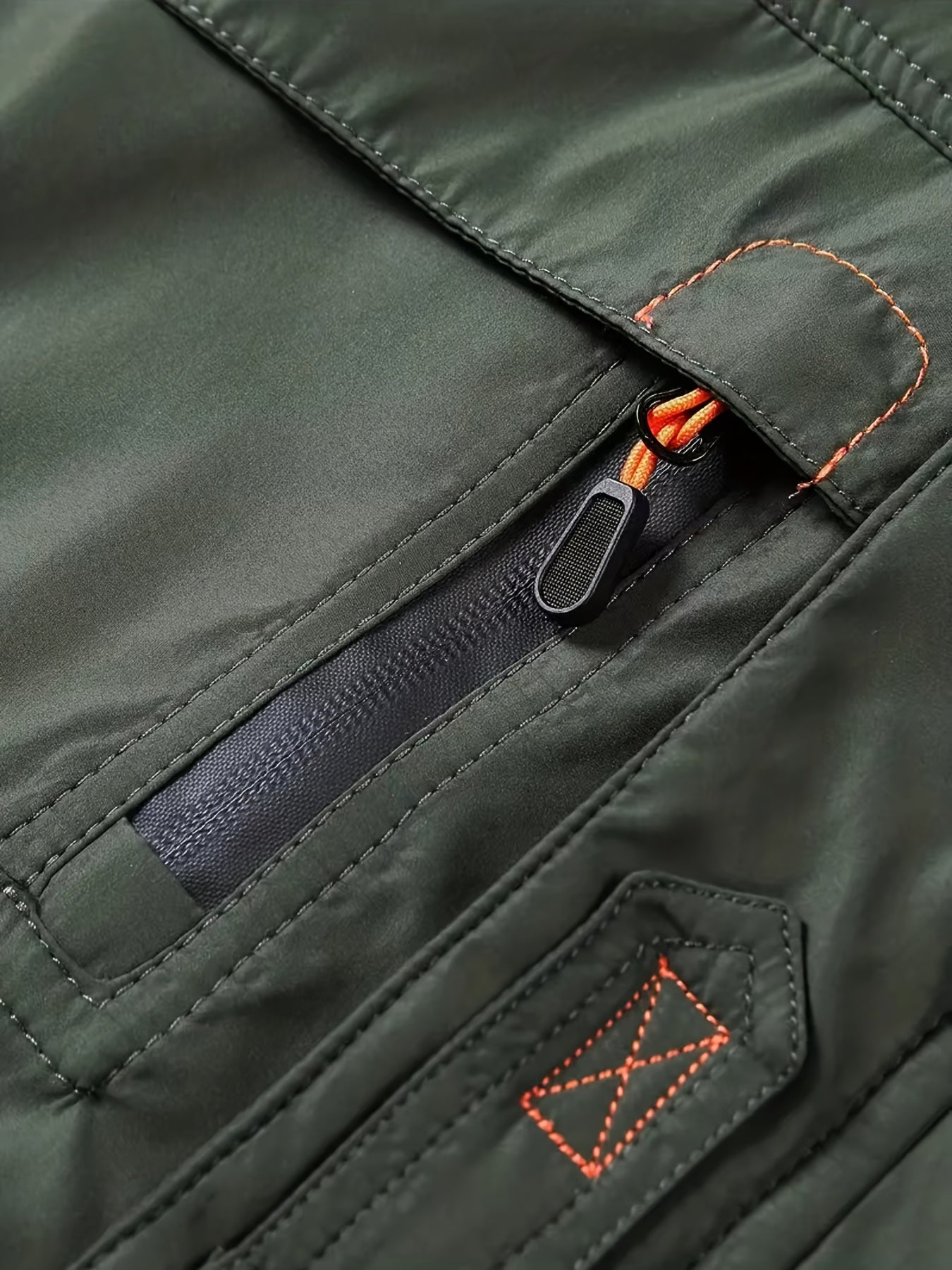 Men's Outdoor Sports Jacket with Detachable Hood and Zipper Closure