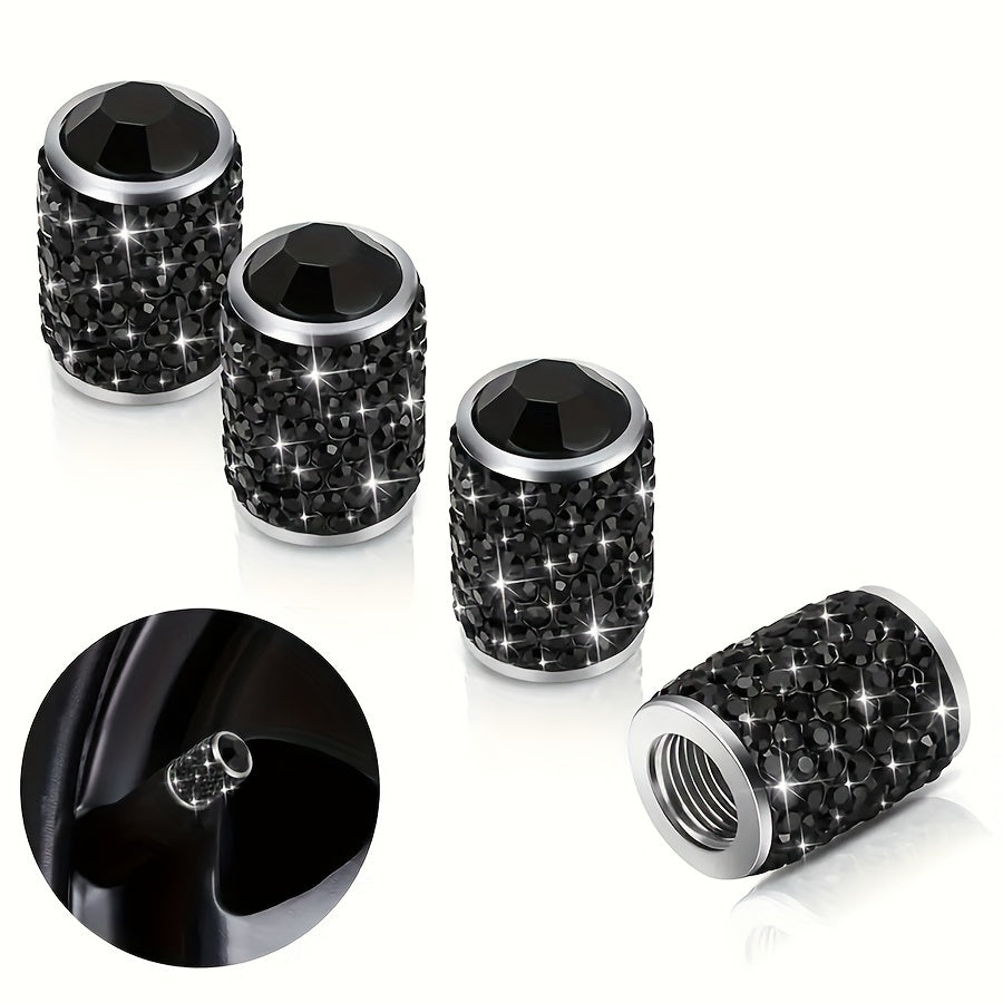 4-Pack Crystal Car Valve Stems Stylish Metal Tire Valve Covers for SUV Motorcycle Bicycle