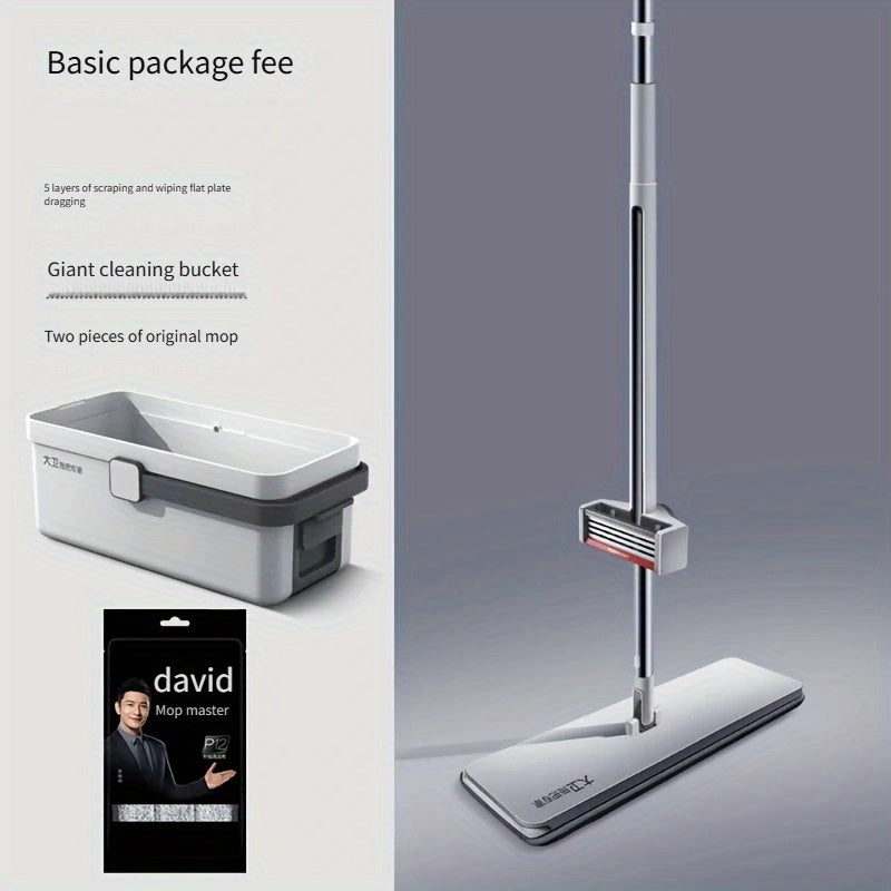 2024-yil uchun yangi: Yengil tozalash uchun qo'l bilan yuvish funksiyasiga ega zanglamas po'latdan yasalgan katta tekis mopa, yotoqxona, hammom, oshxona va yashash xonasi uchun.