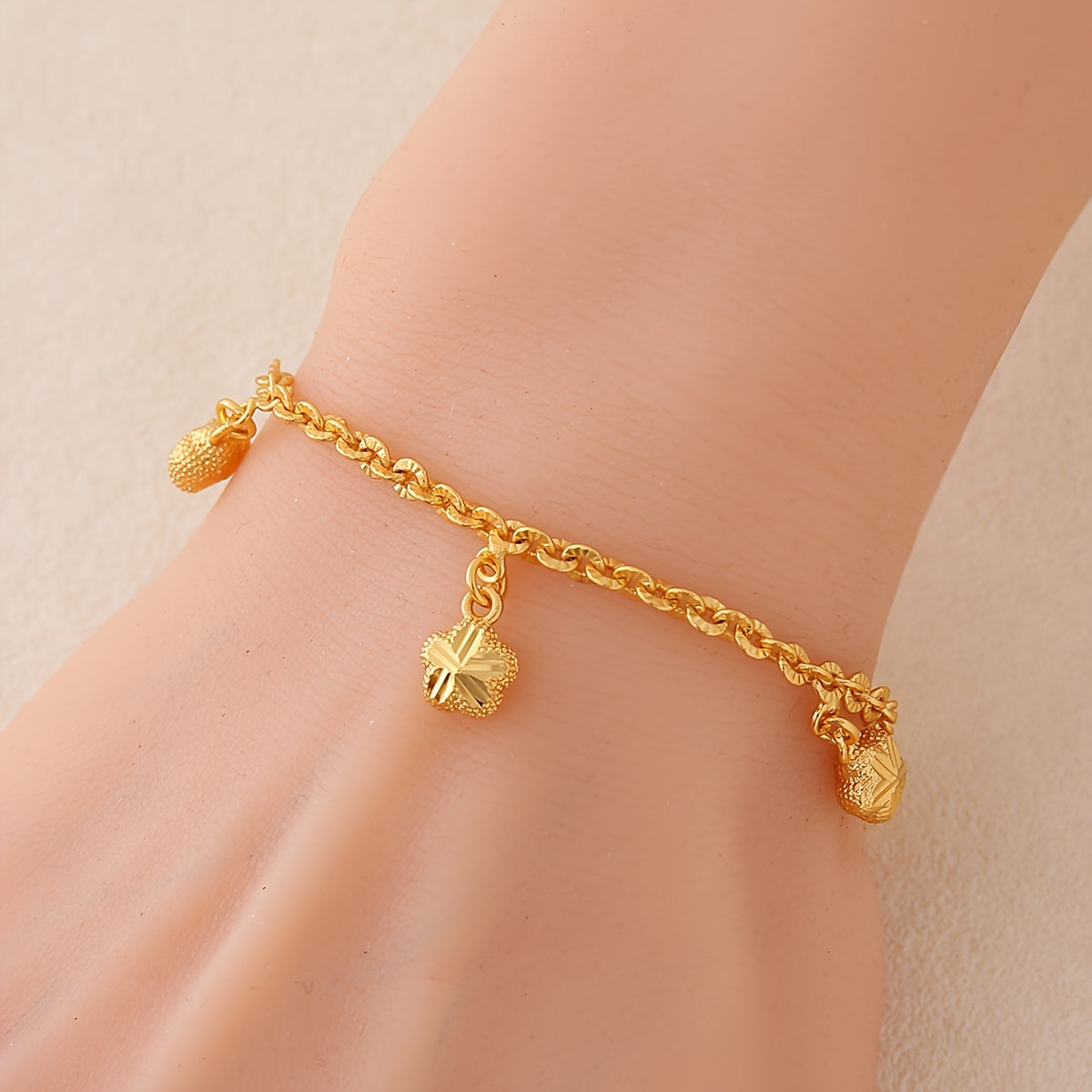 Gold Plated Copper Star Charm Bracelet Adjustable Chain Women Jewelry
