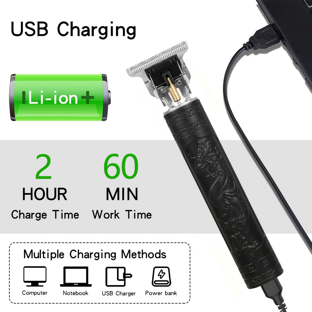 3-piece Men's Grooming Kit with Electric Shaver USB Powered LCD Display Wireless Hair Clipper Perfect Father's Day Gift