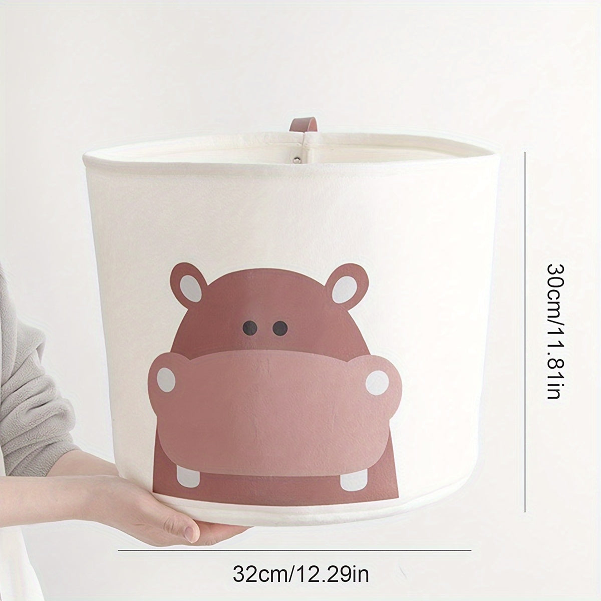 Cartoon Animal Print Felt Storage Basket for Toys and Diapers