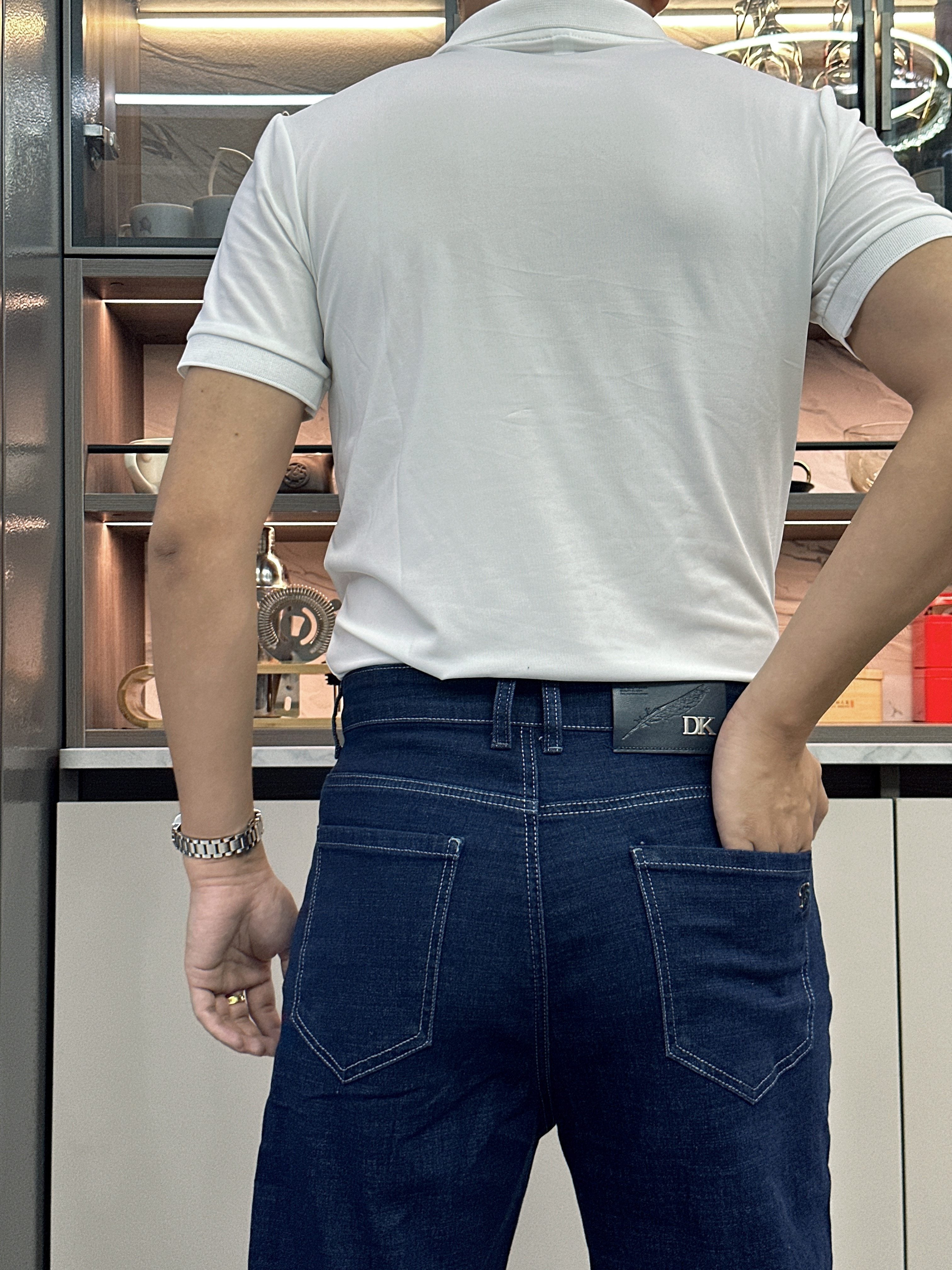 Men's Dark Blue Straight Leg Jeans Casual Work Business All-Season Denim