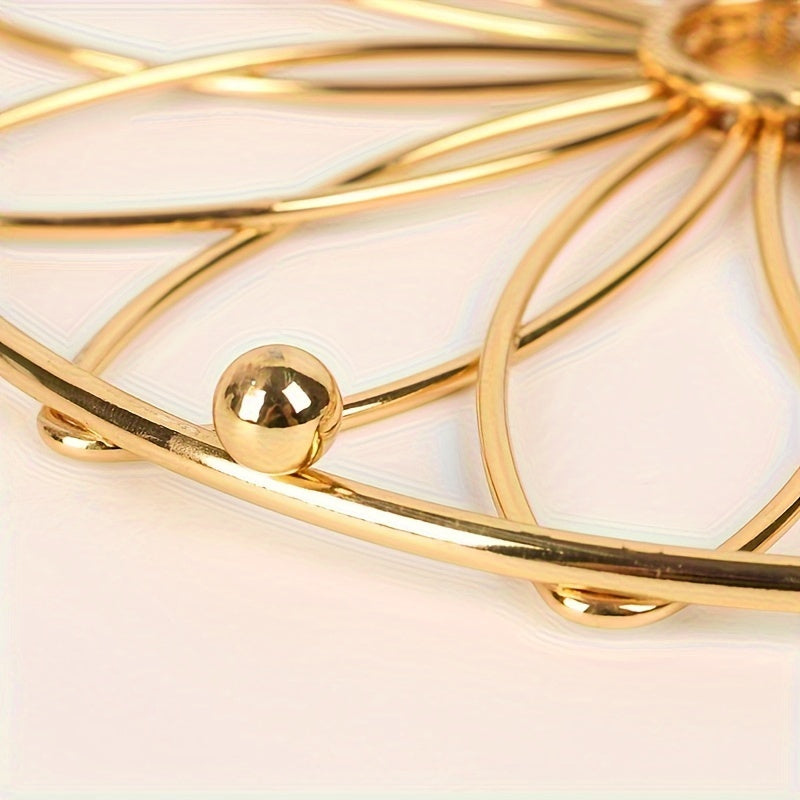 Dekorativ zanglamaydigan po'latdan yasalgan trivet bo'sh gul dizayni bilan, issiqlikka chidamli, sirpanmaydigan oshxona aksessuari