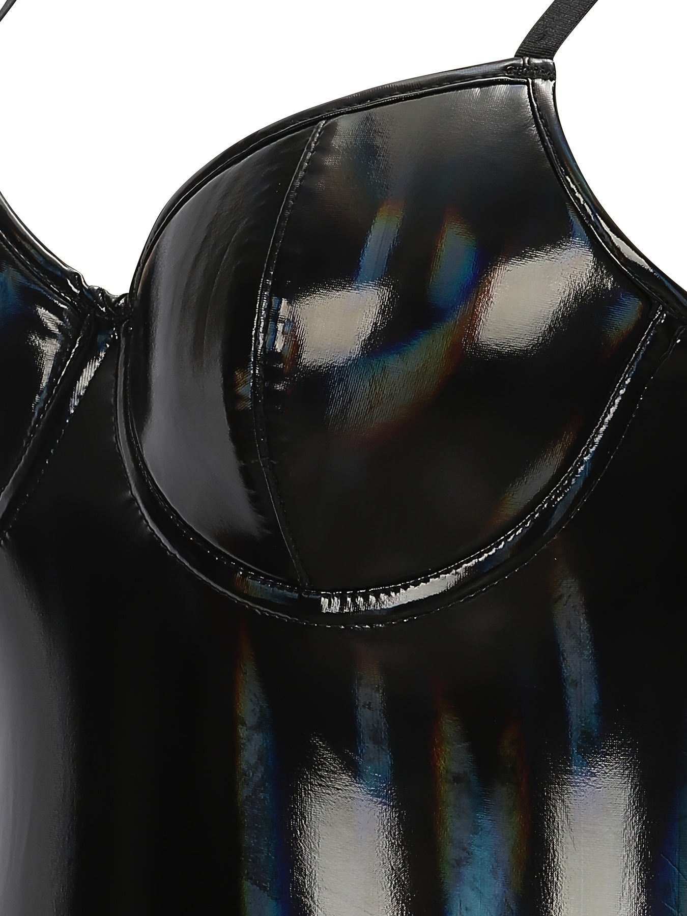 Women's Black Bodysuit with Tummy Control Underwire Support Adjustable Straps