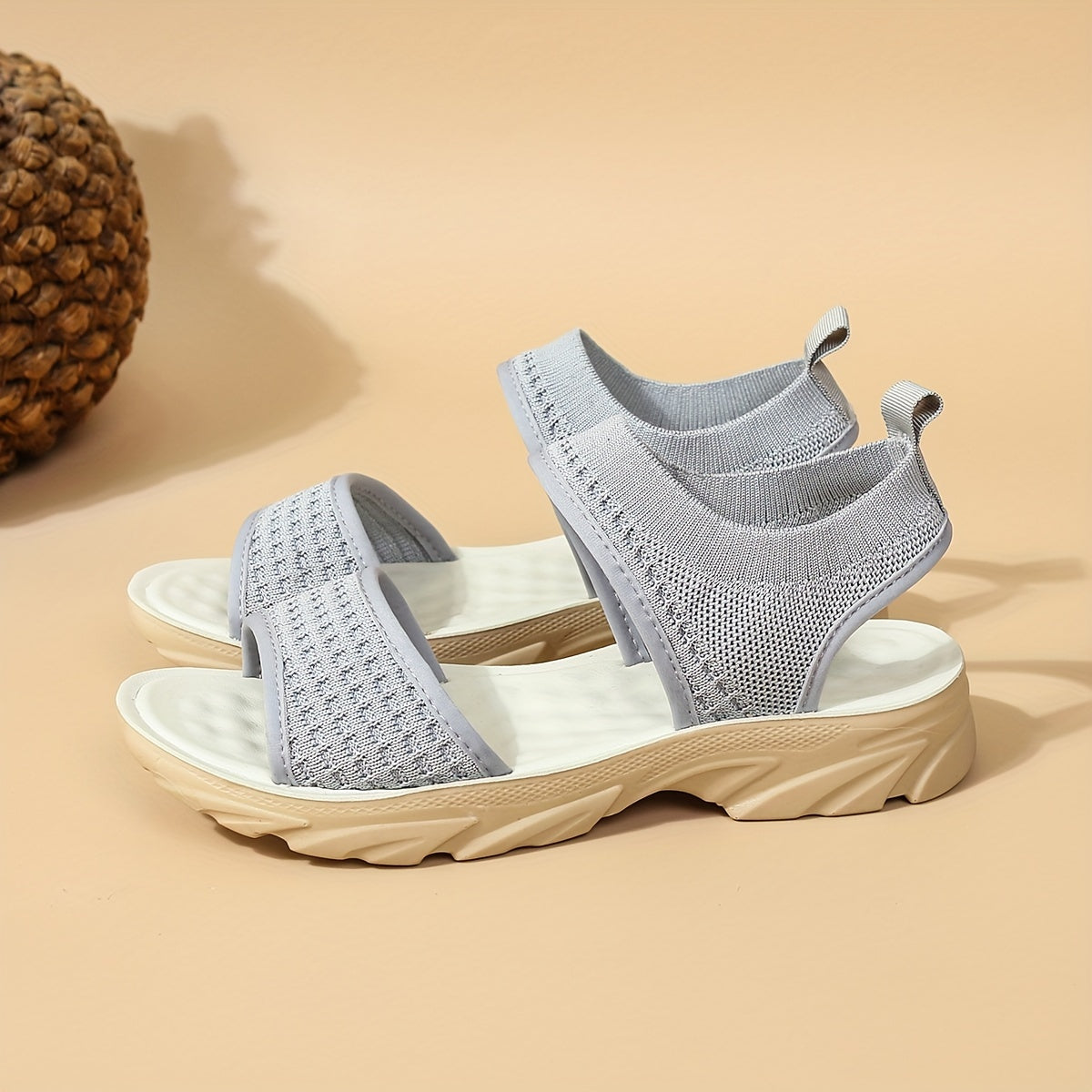 Women's Breathable Knit Slide Sandals Open Toe Soft Sole Summer Footwear