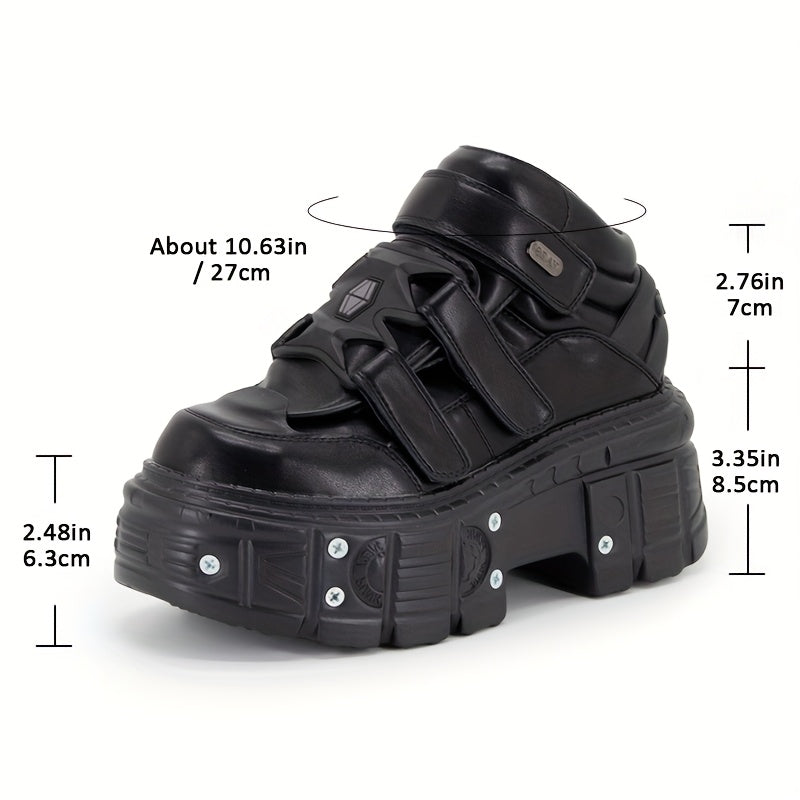 Women's Black Synthetic Y2K Gothic Punk Platform Ankle Boots