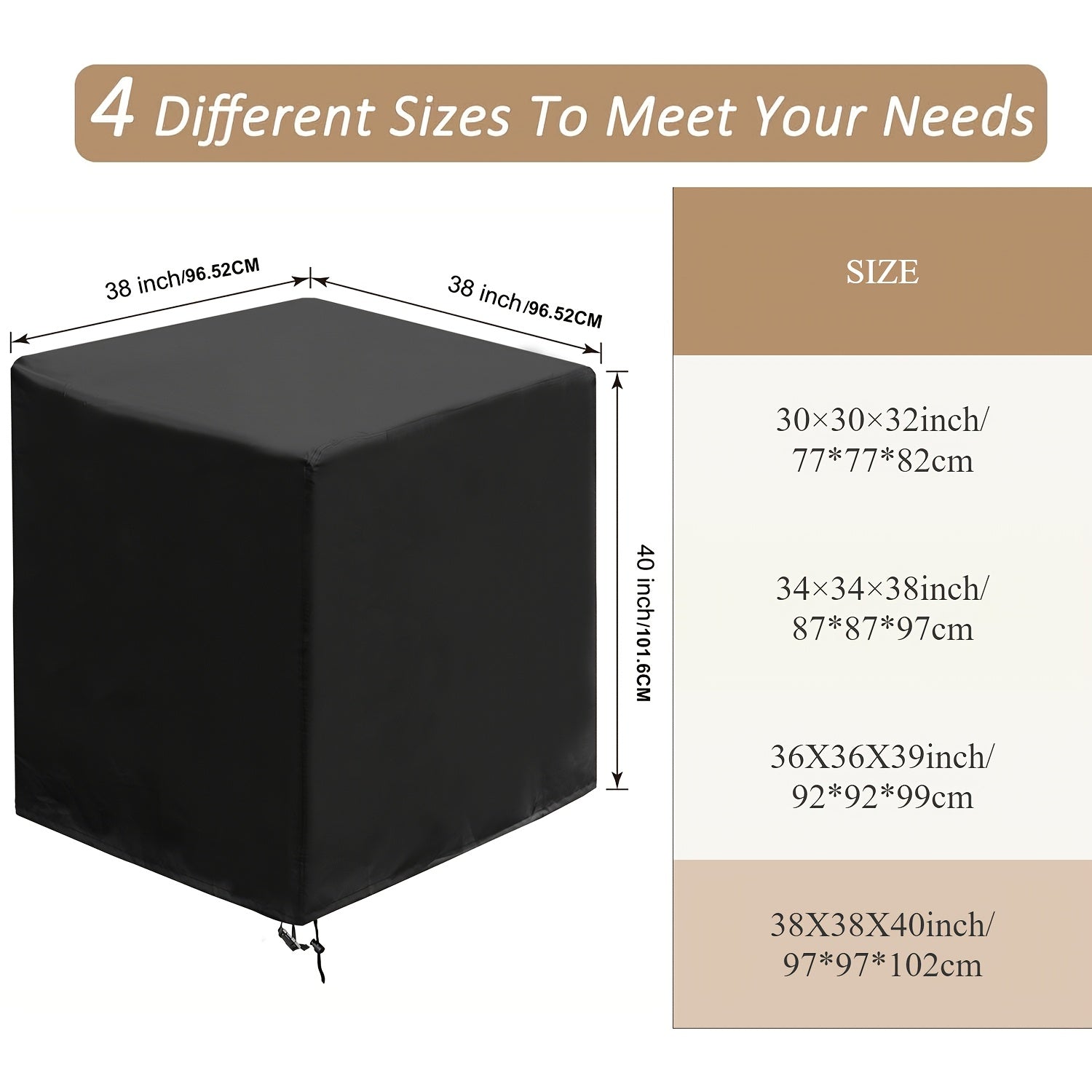 Waterproof Weather-Resistant Cover for Outdoor Air Conditioners 97x97x102cm