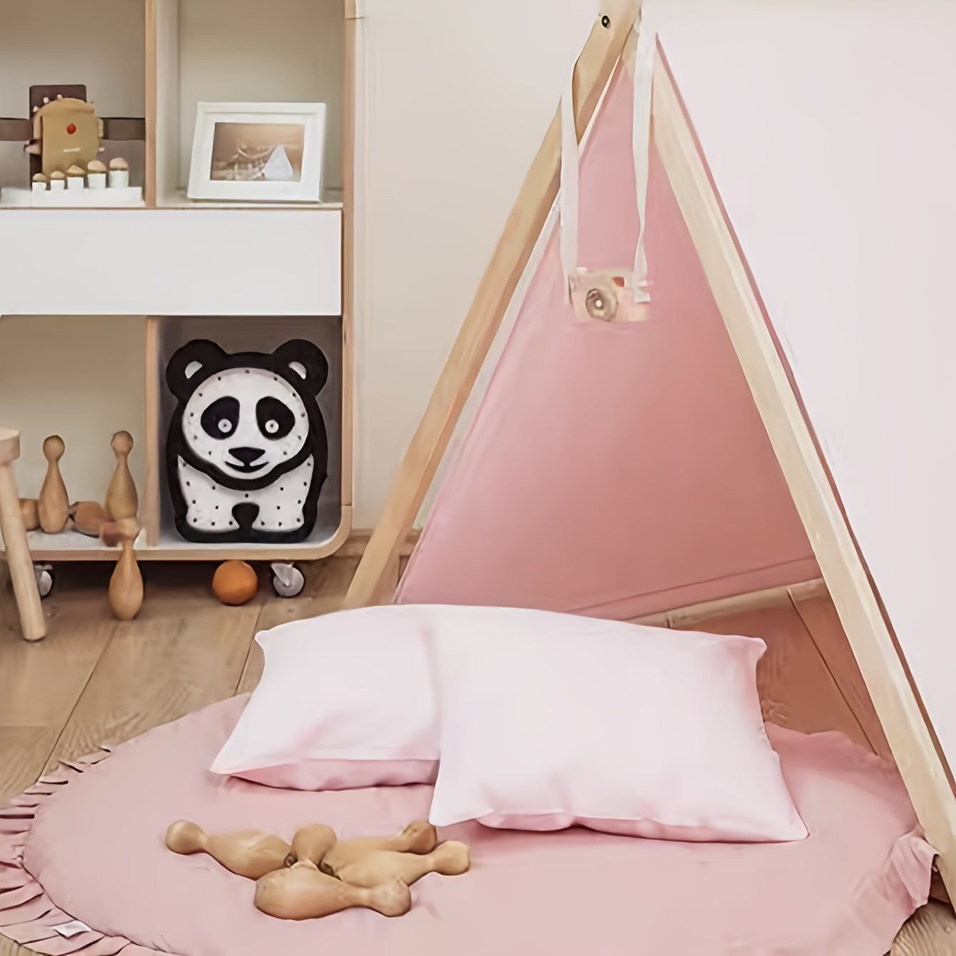 Kids Play Mat Lightweight Foldable Washable for Crawling and Playroom Decor in Gray White Pink