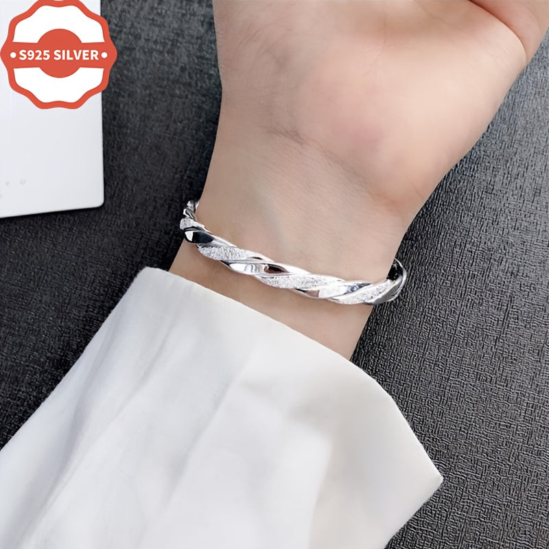 Sterling Silver Twisted Cuff Bracelet for Women Hypoallergenic Adjustable Bangle Jewelry