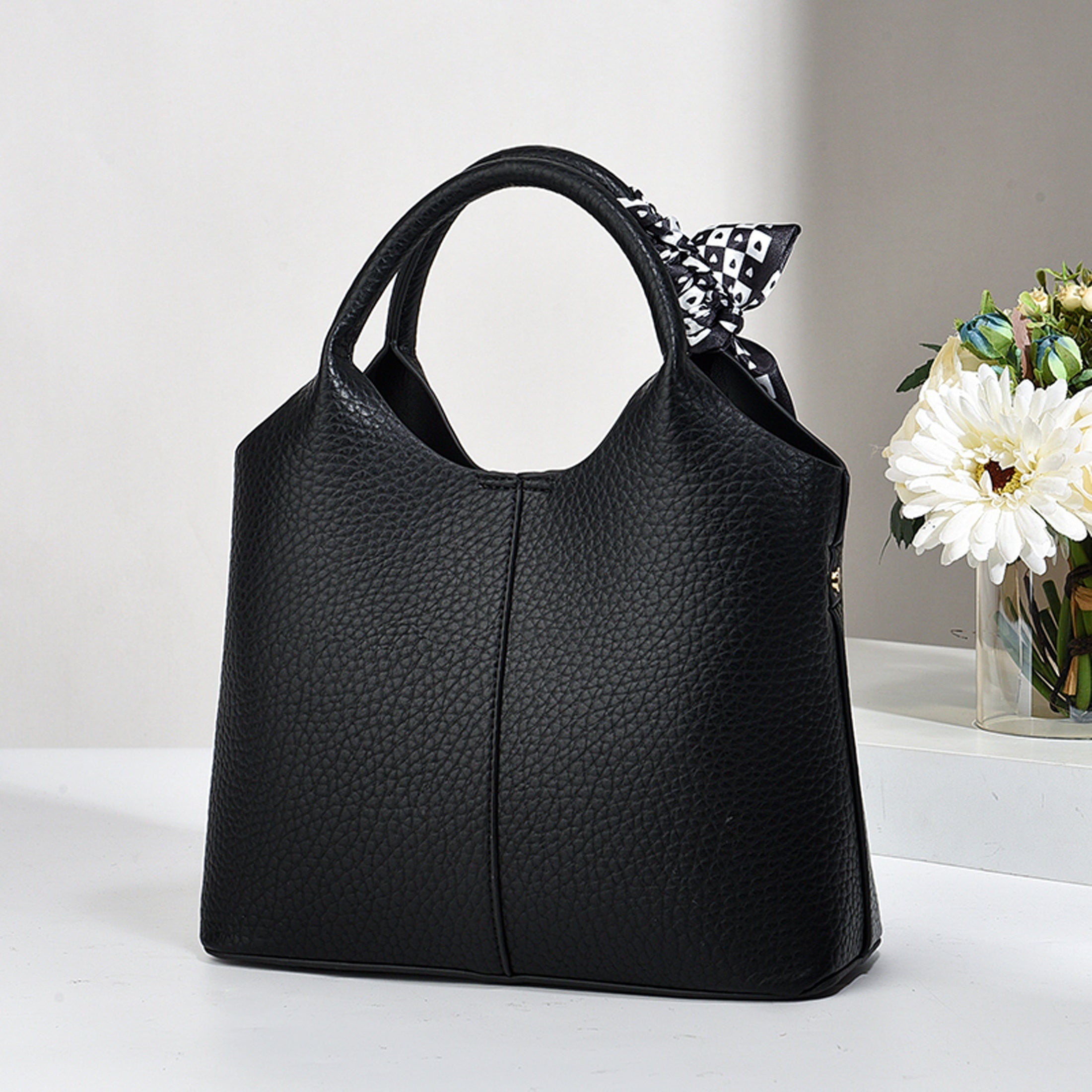 Винтажная сумка-ведро со шарфом, большая вместимость, сумка через плечо, регулируемый ремень, застежка на молнии, складная и без подкладки с окрашенными краями, подходит для бизнеса, свиданий и путешествий.