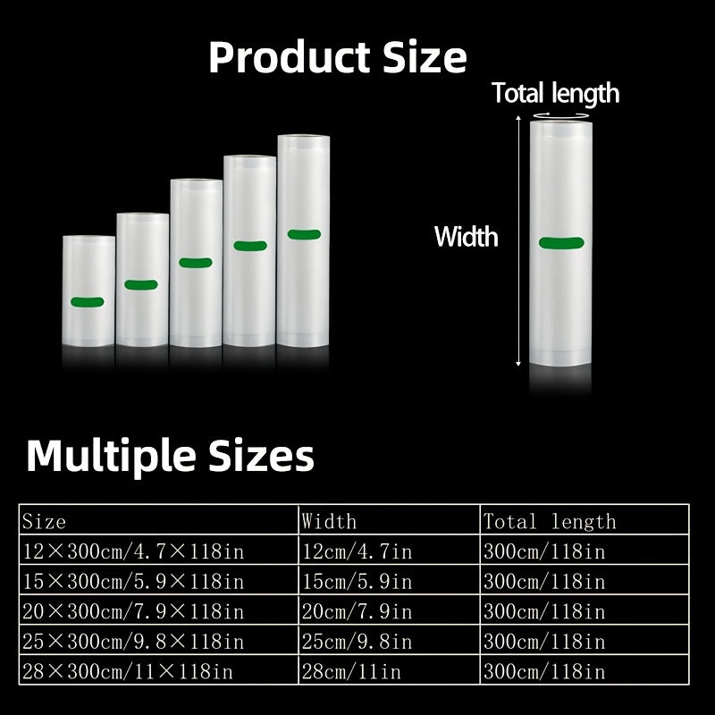 5-to'plam BPA-bezov vakuum yopish qoplari, turli kengliklar, 3m, oziq-ovqat saqlash, taom tayyorlash