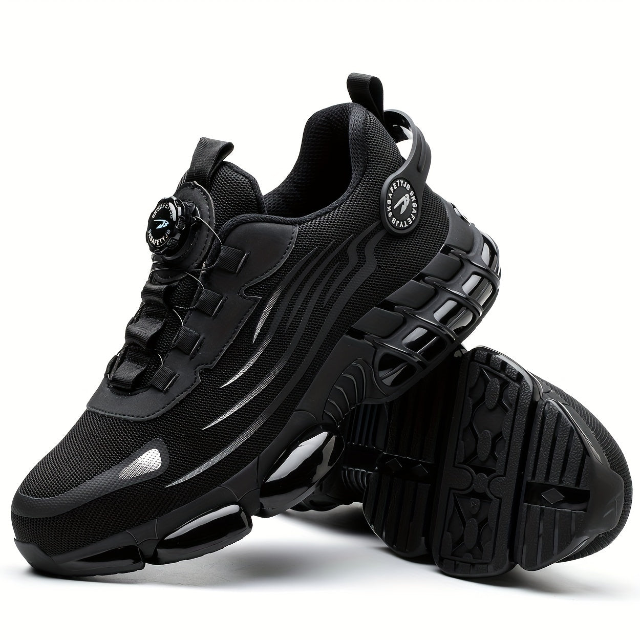 Zapatos de trabajo de acero para todas las estaciones para hombres con puntera anti-pinchazos y cierre giratorio