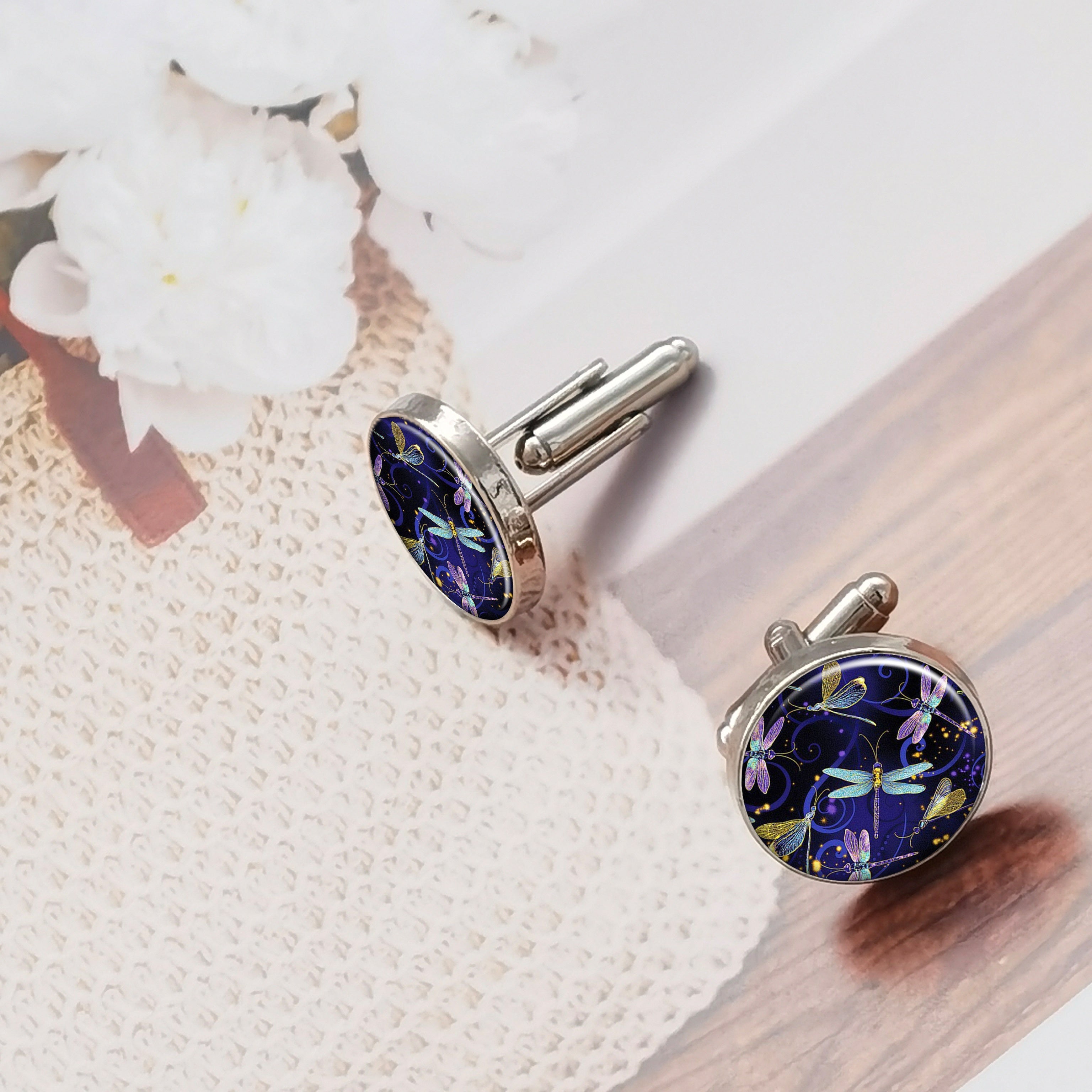 Metal Dragonfly Cufflinks Set of 2 for Men and Women Formal Accessories