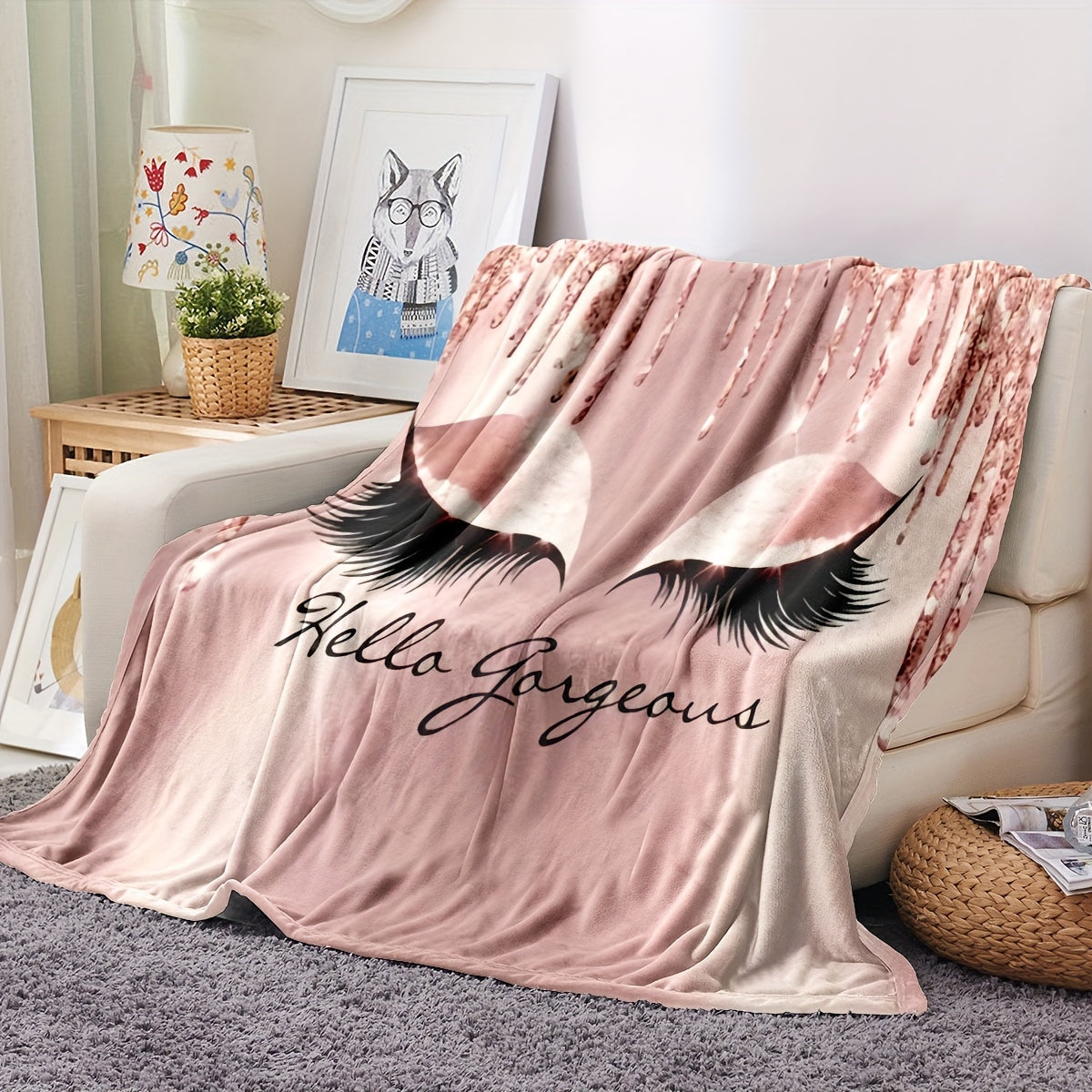 Pink Flannel Blanket Throw for Women Soft Cozy Gift for Girlfriend or Mother