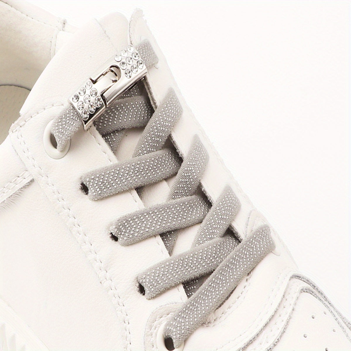 Unisex Rhinestone No-Tie Shoelaces With Buckle Polyester Fashion Sneakers Accessories