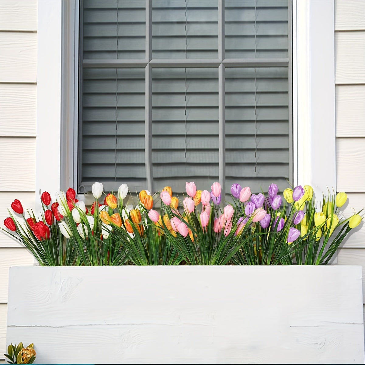 Artificial Tulips in Mixed Colors Bundle of 4 or 12 for Outdoor Garden Decor