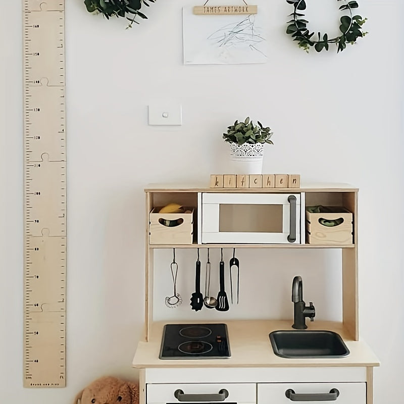 Regla de altura de madera para decoración de interiores, herramienta de medición para seguimiento de altura