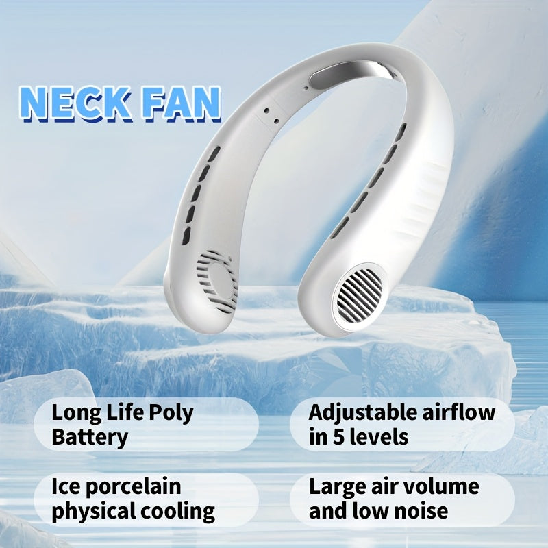 Portable Handheld Neck Fan for Women with 5-Speed Turbo Wind Rechargeable Lithium Battery