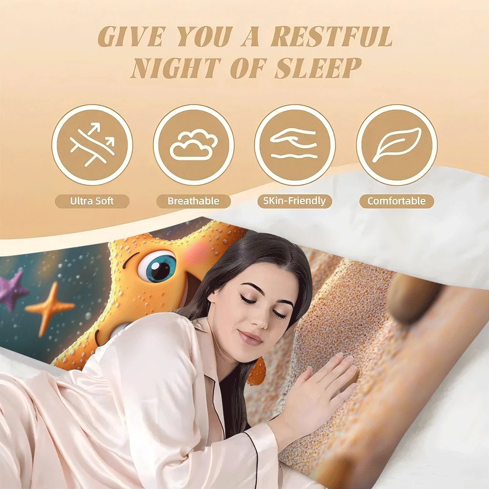 Starfish Pillow Cover 137x51cm Ultra Soft Plush Reusable Lumbar Support Cushion