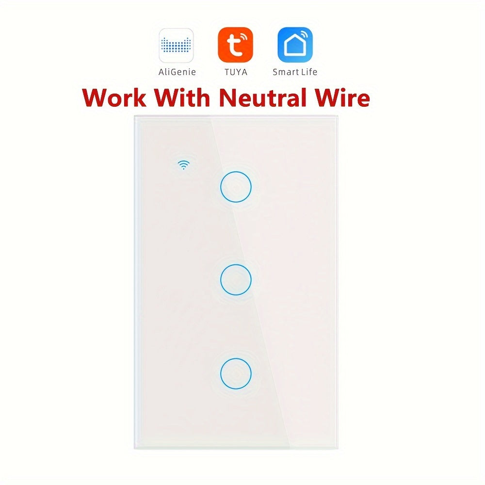 WiFi Smart Light Switch Touch Voice Control Compatible with Alexa Google App Remote Timer Black White