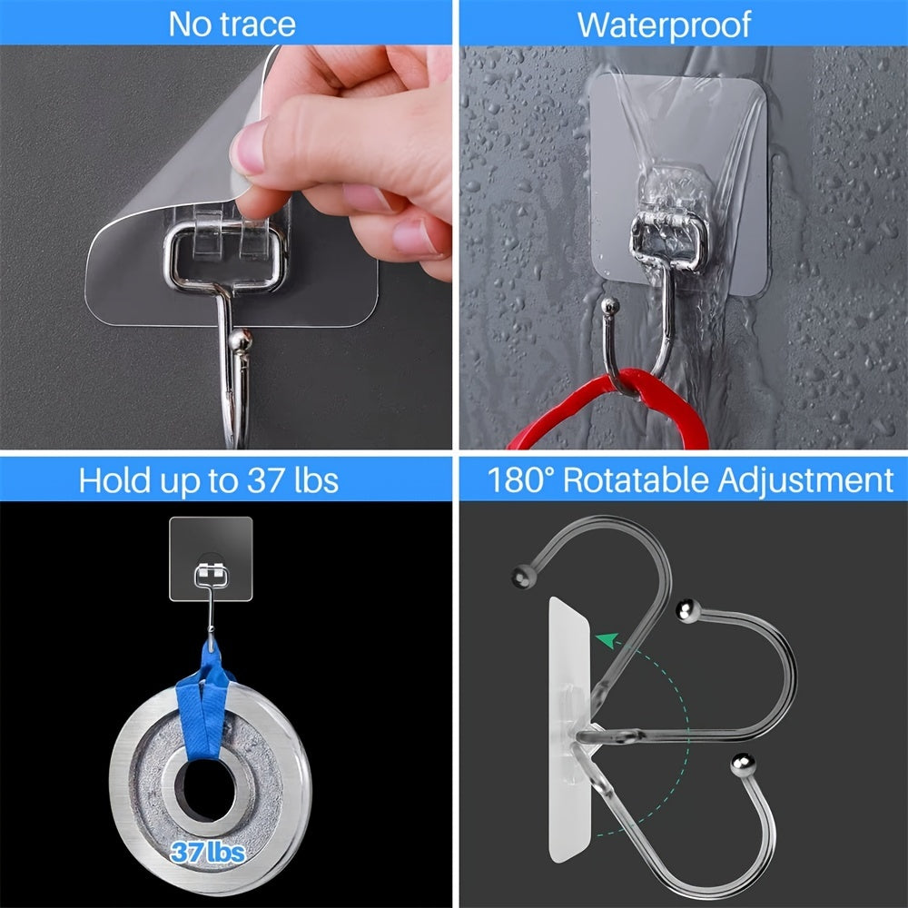 10pcs Heavy Duty Waterproof Adhesive Hooks for Hanging Large Items