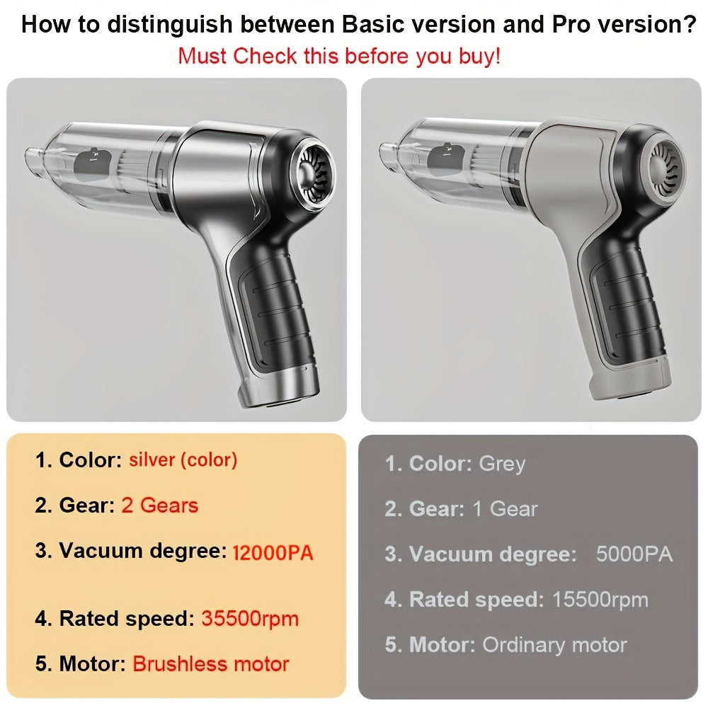 Cordless Handheld Vacuum Cleaner with Cyclone Suction and Blower for Car Home Office