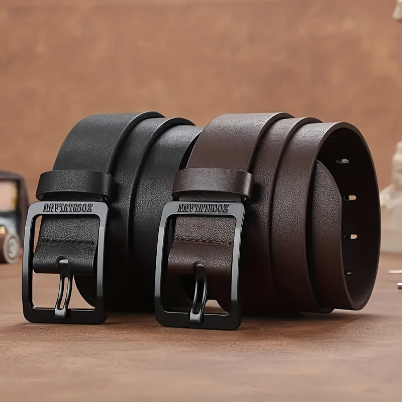 Faux Leather Belt for Men with Pin Buckle Casual Formal Adjustable
