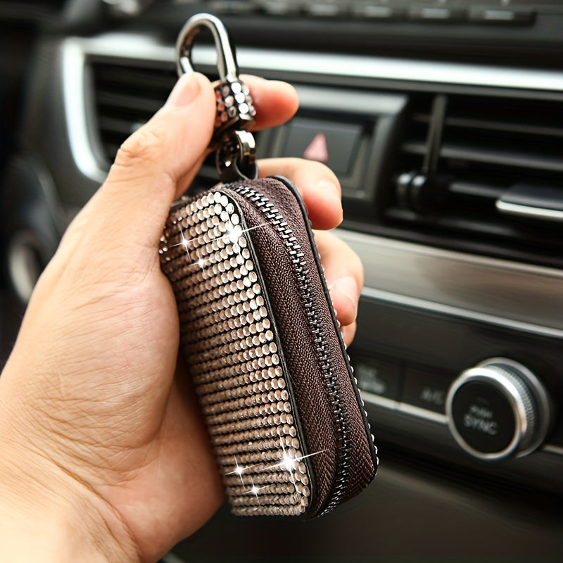 Women's Car Key Protector Rhinestone-encrusted Small Stylish Car Interior Accessory