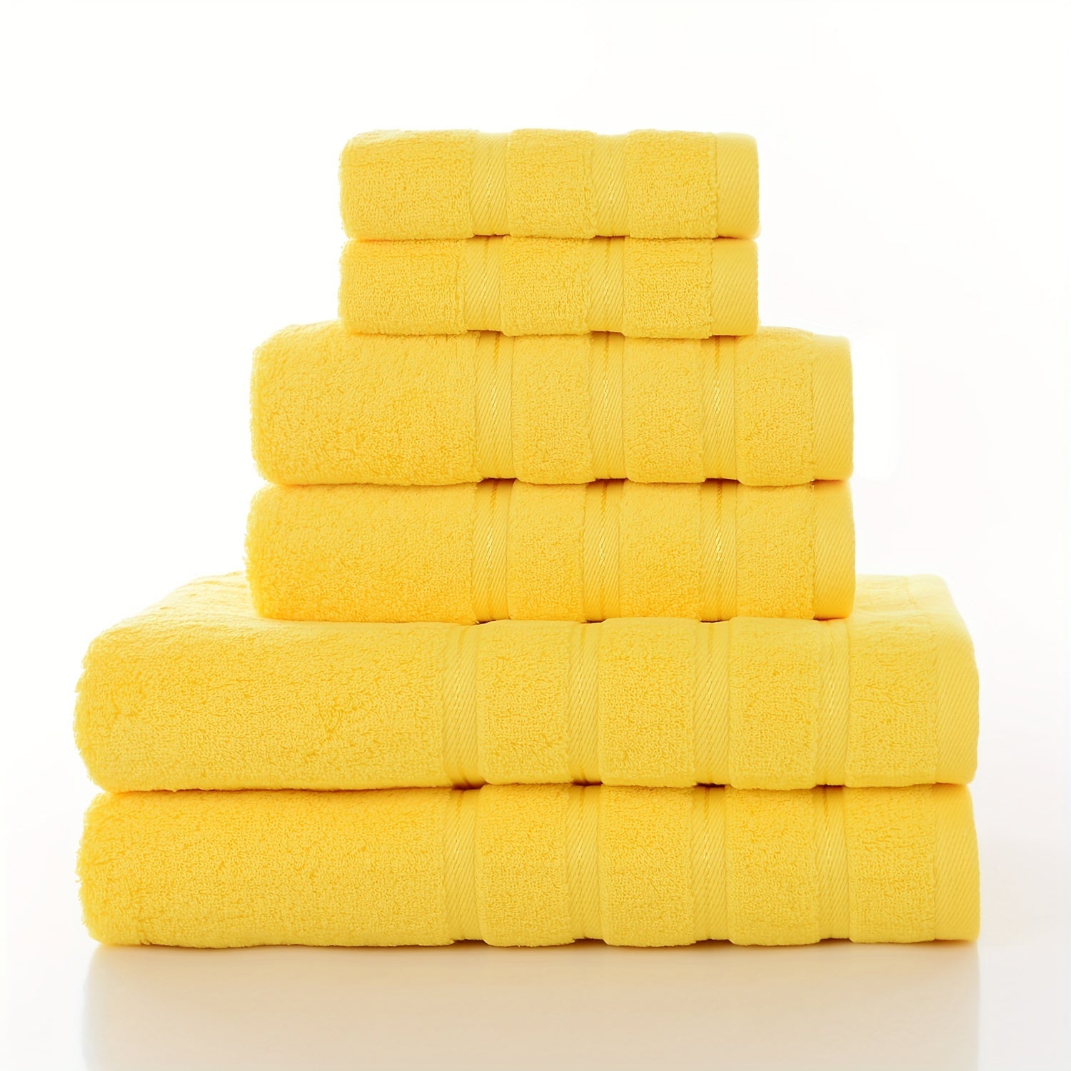 Absorbent Bath Towel Set 3/6 Pieces Bright Yellow for Hotel Home Travel