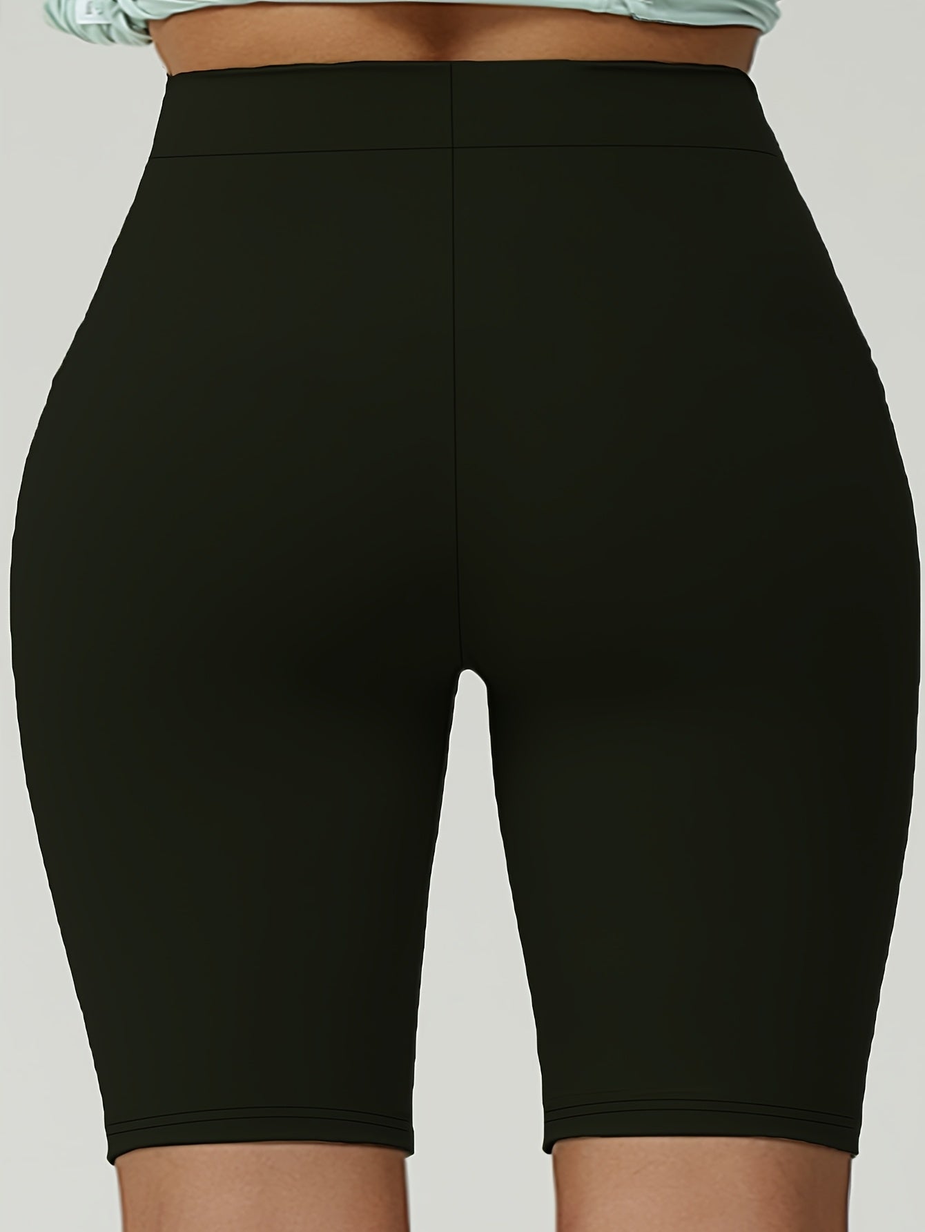 Women’s Plus Size High-Waist Sports Shorts Polyester Black Seamless Fitness