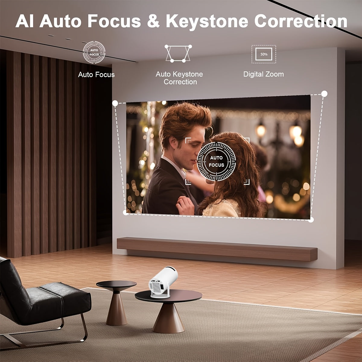 Ultra-Bright Mini Projector 4K/1080P Support Wireless Portable For Smartphones