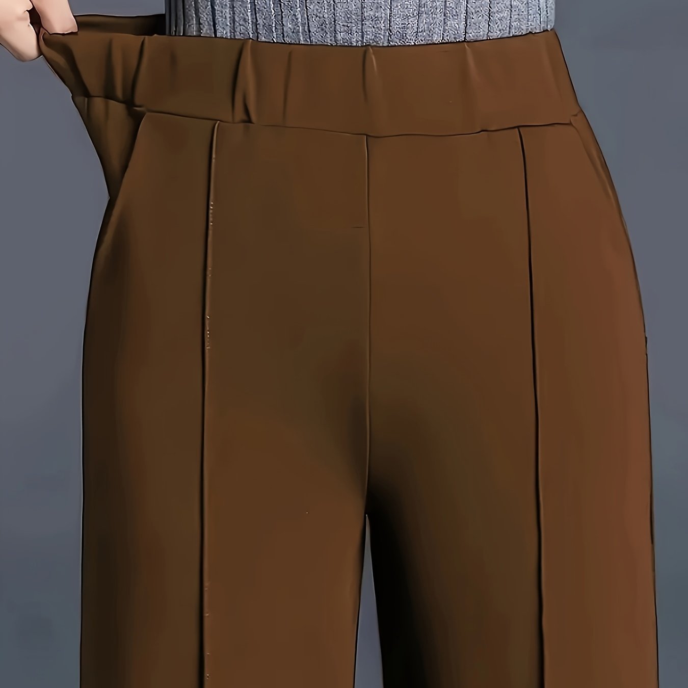 Plus Size Women's High-Waist Straight Leg Pants Casual Pockets All-Season