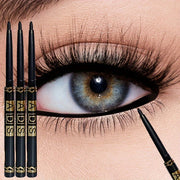3pcs Black Waterproof Eyeliner Pencils Smudge-Proof Easy Twist Application